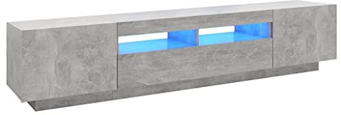 vidaXL Mobile Porta TV con Luci LED Grigio Cemento 200x35x40 cm