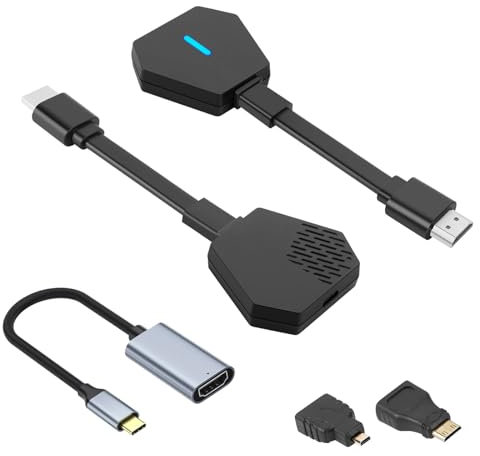 Syncdeck Trasmettitore e ricevitore HDMI wireless 1080p a 60Hz, kit di estensione HDMI senza fili con adattatore HD per PC, laptop, switch, console di gioco a TV, monitor, proiettore con adattatore da