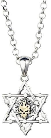 Halskette Herren, Sechseck-Anhänger für aus S925-Sterlingsilber, Vintage-Halskette mit Davidstern-Anhänger, Silber, Anhänger + Kette 70 cm