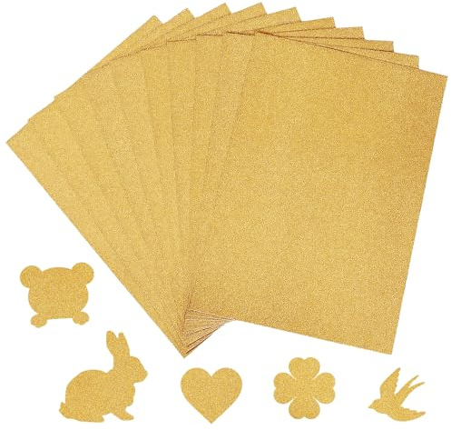Cartoncini Glitterati,10 Fogli Cartoncini Colorati A4,Carta Glitterata,210x 297 mm 170g,per Artigianato Fai da Te, Scrapbooking, Bricolage Design,per Matrimoni, Natale (Oro)