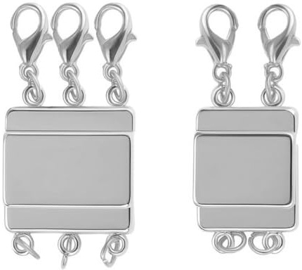 2 Stück Schichtung Magnetische Verschlüsse Magnetverschluss Kette für Halskette Armbänder Schmuck Verbindungsschnallen Mehrere Ketten Separieren Layering Verschlüsse Ketten Magnetverbinder Silber