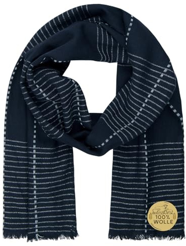 LINDENMANN Herren Textil-Schal blau – 100% Wolle, gewebt