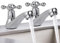 Pack De 2 Grifos De Baño Tradicionales, Grifos De Agua Fría Y Caliente Cromados, Grifos De Estilo Victoriano, Grifos Decorativos Para Lavabo, Grifos De Bañera Plateados Mate