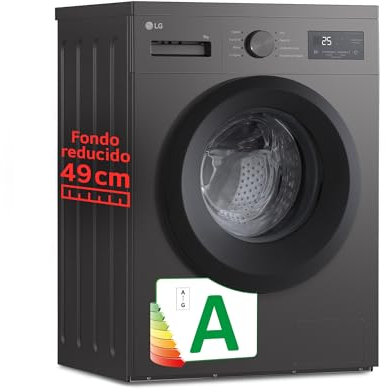 LG F4A1009NDK - Lavadora, 9 kg, 1400 rpm, Carga Frontal, 8 Programas, Programa Rápido y Programa Lavado a Mano, Fondo Especial Reducido, Display LED, Serie 100, Color Grafito