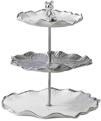 MEETOZ Présentoir à gâteaux à dessert à 3 niveaux, support à thé de l'après-midi, tour à dessert en porcelaine, support à sandwich à thé, support d'assiette à niveaux, plateau à thé