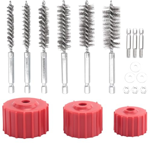 ivamulie Kit de limpieza de tubos de cobre para taladro, cepillo de limpieza de tuberías, limpieza de tubos de cobre, mangueras y accesorios para soldar