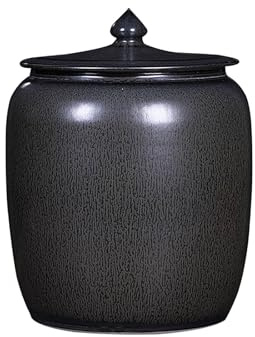 Ceramic Rice Jar With Lid, Sugar Porcelain Bottle, Chinese Style Food Storage Jars, Ceramic Soybeans Container, 25kg Oatmeal Dispenser, Ceramic Rice Cylinder, Ceramic Flour Dispenser, 15kg(B,Capacity