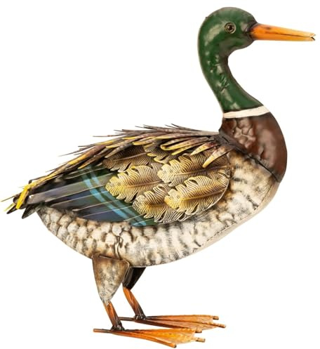 Geschenkestadl Ente Metall stehend 35cm Tierfigur Metalltier Bauernhof Haus Hof Garten Teich Dekoration Deko