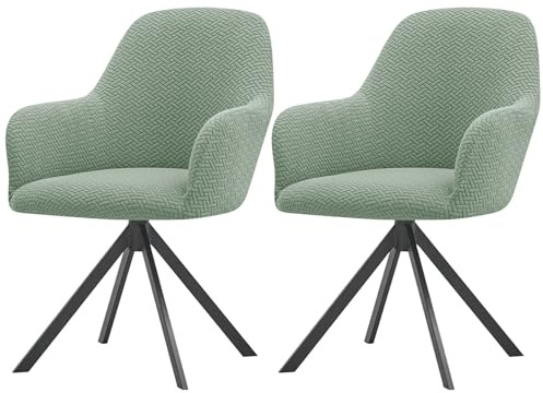 ZRCYXDW Fundas para Sillas De Comedor con Brazos, Elástica Comedor Sillas Cubiertas Respaldo Extraíbles Moderna Funda De Sillón Giratoria Fundas para Taburetes De Bar-Verde-2 Piezas