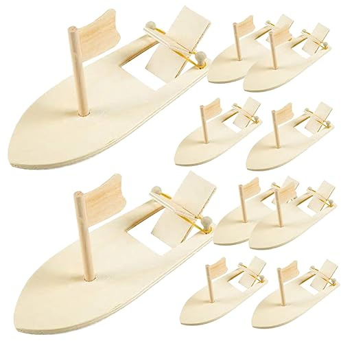 FOYTOKI 10pcs DIY Wooden Sailboat Model Kit for Kids, Beige Wood Craft Boats with Creative Blank Design, Safe for Children, for Home Decoration and Art Projects