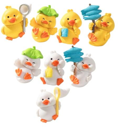 Warmhm Figurines Miniatures en Résine de Petits Canards Lot de 8 Design Réaliste, pour Crafts et Plantes en Pot
