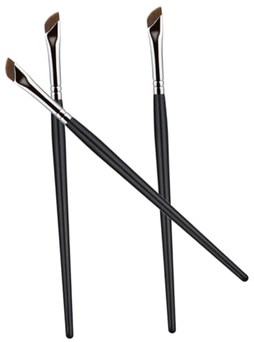 HONMEET Juego de 3 Pinceles para Cejas y Delineador de Ojos Cerdas Artificiales Flexibles, Mango de Madera y Metal, Ligeros y Fáciles de Limpiar para Maquillaje en Casa y Viaje