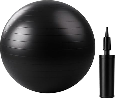 BURAKH Anti-Burst Exercise Ball with Pump – Yoga, Pilates & Fitness Gym Ball for Core Strength, Balance & Pregnancy – Non-Slip Swiss Ball in 55cm, 65cm, 75cm, 85cm
