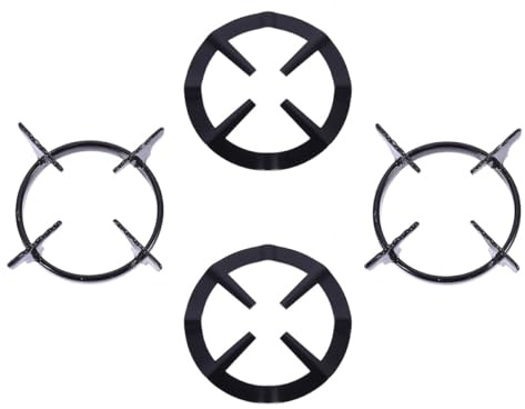 HONMEET 4 Soportes para Estufa de Gas en Negro Rejillas para Quemadores Wok, Accesorios para Fogones y Cocinas de Gas Domésticas