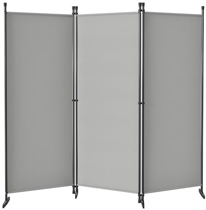 XMTECH Paravent Raumteiler 3-teilig 240x180 cm Hellgrau – Große Faltwand Freistehend Sichtschutz für Schlafzimmer, Wohnzimmer, Büro – Raumtrenner Spanische Wand