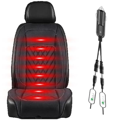 Housse Chauffante Siege Voiture 45 °C-65°C Chauffage Rapide， Contrôle Intelligent 12v Couvre Siege Voiture Avant Comprend Une Pelle à Neige,Singleseat