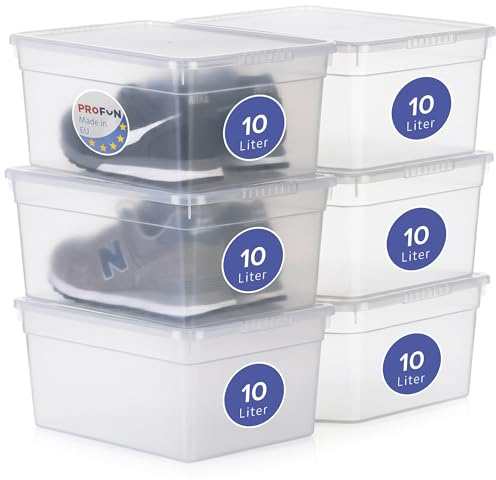 PROFUN Aufbewahrungsbox mit Deckel 10 L – Groß Plastikbox mit Deckel – Stapelboxen – Kisten & Boxen Aufbewahrung Aufbewahrungsbehälter mit Deckel 6-er Set