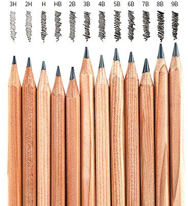 Zeichenstift aus Holz, 12 Bleistifte pro Box (Set) 3H-2H-H-B-2B-3B-4B-5B-6B-7B-8B-9B