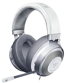 Razer Kraken - Casque Gaming Filaire Multiplateforme (Haut-parleurs de 50 mm, Microphone Rétractable Unidirectionnel, Câble de 3.5mm avec Commandes) Blanc Mercury