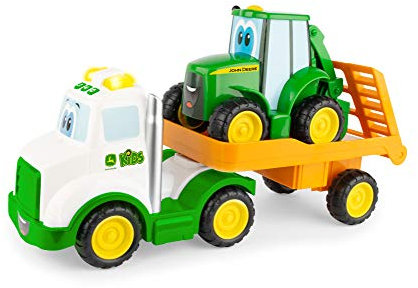 John Deere Farmin' Friends Hauling Tractor Toy Set, Farm Set for Toddlers, Push Along Toys for Children, Baby Interactive Toy, Push Along Toy Suitable for 18 Months, 2, 3 Year Old Boys and Girls