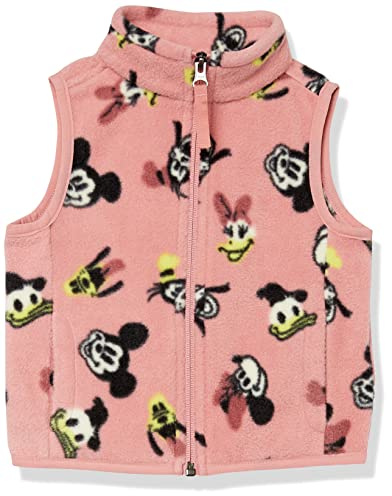 Amazon Essentials Disney | Marvel | Star Wars | Princess Girls' Polar Fleece Zip Up Vest with Side Pockets, Minnie and Friends, X-Large
