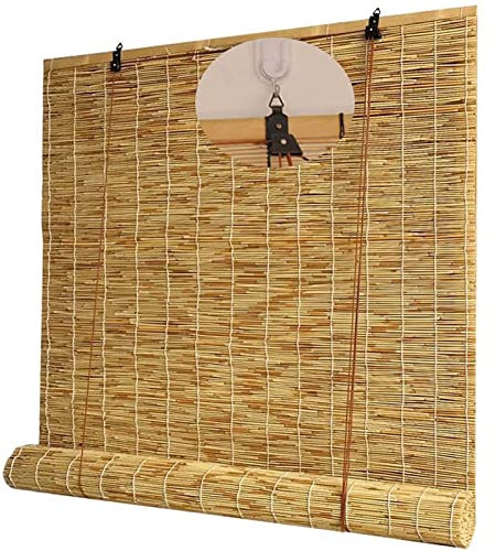 Atmungsaktiv Bamburollo, Sonnenschutz und Staubdicht Bambusvorhang, Leicht Zu Reinigen Bambus Vorhang für Fenster, Türen, Haus, Küche 180×220cm