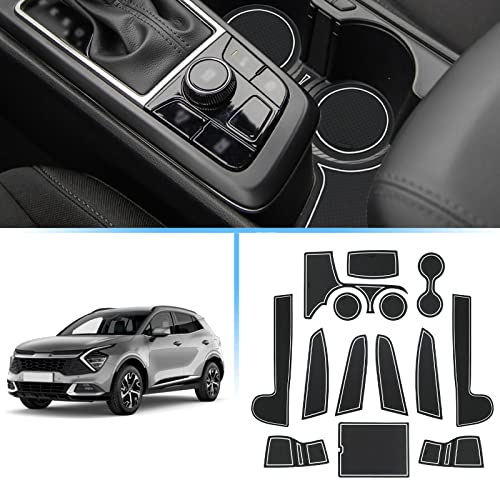 Coleya Antirutschmatten Kompatibel mit Kia Sportage NQ5 2022-2025 (at), Mittelkonsole Gummimatten Türnaht Matten Getränkehalter Matte, Sportage NQ5 Gummi rutschfeste Matten (Weiß)