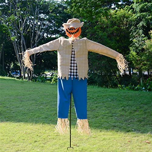 LarpGears Halloween 7,5 fot hög pumpa skrämmande fågelskrämma spökdekorationer för utomhus med metallstativ fågelskrämma spökdekor flygande halloween dekorationer för trädgård och gård