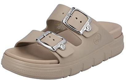 Rieker P2180, Pantofole Donna, Beige, 36/37 EU