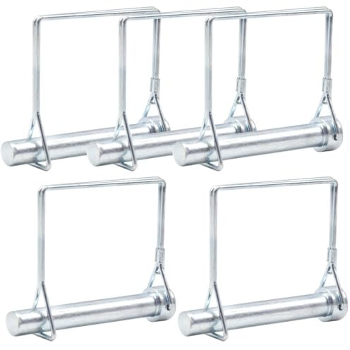 CEEYSEE 5 perni di sicurezza da 12 mm x 80 mm, con chiusura di bloccaggio, staffa quadrata in zincato, per rimorchi, trattori, ribaltabili, fattorie, tosaerba (F.12 mm x 80 mm)