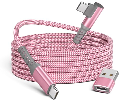 Basesailor USB C till USB C 60W 90 Graders Kabel 2 M med USB A Adapter,Rätvinklig PD Snabbladdningskabel för Kindle Fire HD 10 9:e 8 10:e 11:e Generation,Samsung Galaxy A53 A54 A34 A14 M33 S25 S24
