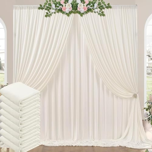 Rideau en ivoire de 3x12 m pour décors, arrière-plan de fête, mariage - Fond en polyester champagne pour anniversaire, baby shower, baptême, douche de mariée - Htper