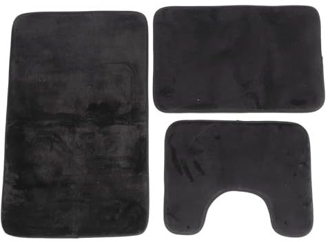Juego de 3 Alfombras de Baño Suaves Alfombras de Baño en Forma de U Alfombra de Baño Juego de Alfombras Antideslizantes Absorbentes Lavables Juego de Alfombrillas de Baño para el