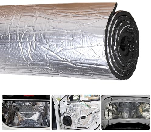 Putentfun 10mm Dämmmatte Auto Schallschutzmatte Dämmung Isolierung Matte Schaumstoff, Selbstklebende Mattenrolle, Feuerfest, Feuchtigkeitsfest 200cm x 50cm