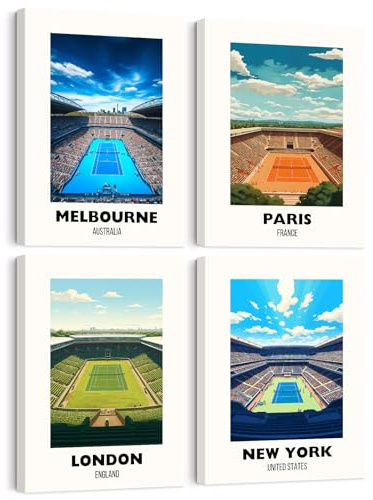 Grand Slam Wandkunst, Tennis, Leinwand-Poster, Sport-Wanddekoration, Tennis, Fitnessstudio, Drucke, Sportler, Bilder, Modeposter Grand Slam Club, Kunstwerk, Center, Gemälde für Wohnzimmer,