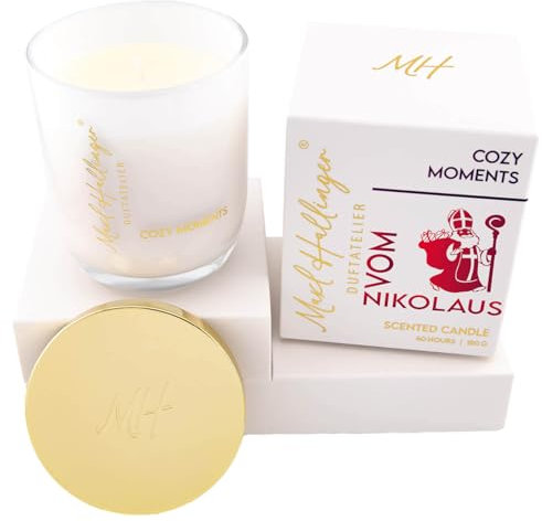 Hallingers Genuss Manufaktur Weihnachts Duftkerze aus Sojawachs bis 40h Maxl Hallinger, scented candle, Duftkerzen im Glas