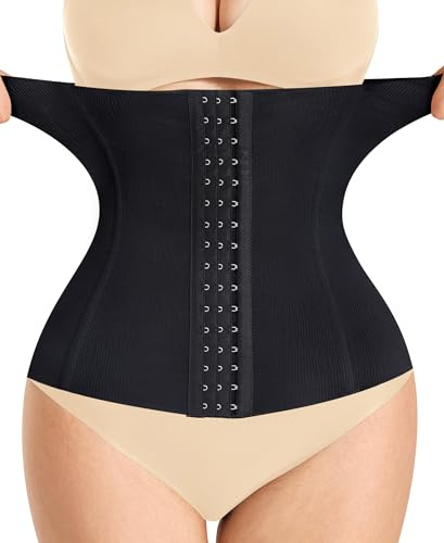 Junlan Women Waist Trainer Corset Shapewear Tummy Control Body Shaper Slimming Girdles Underwear (Black, S)