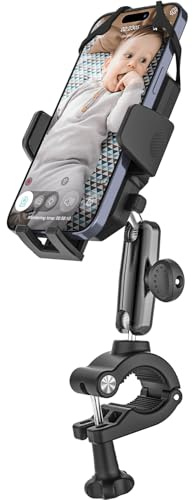 GDZN Soporte para teléfono móvil para silla de ruedas, brazo de metal, giratorio 360°, soporte para bicicleta, moto, cinta de correr, abrazadera universal para manillar para iPhone 16, 15, 14 Pro Max