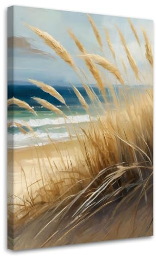 Feeby Leinwandbild - Bilder Wohnzimmer - Strand Meeresdünen Natur - 20x30 1tlg - Deko Schlafzimmer - Wanddekoration - Aesthetic - Groß Moderne Bild - Foto auf Leinwand
