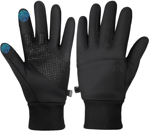 Monimo Winterhandschuhe für Damen und Herren, zum Radfahren, Fahren, Laufen, für kaltes Wetter, Schwarz, M