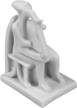 Kykladische Harfenspieler-Figur - Handgefertigte gegossene Alabaster-Skulptur, frühes kykladisches Musiker-Idol, griechische Kunst-Nachbildung, 11 cm