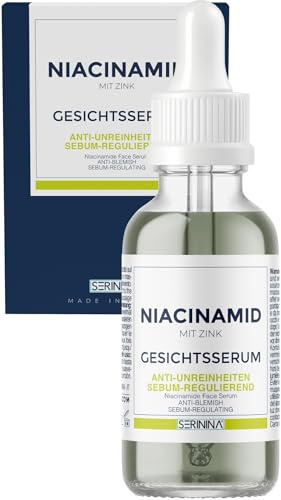 Serinina | Niacinamide + Zinco + Azelaico | Siero Viso per Brufoli, Acne, Punti Neri, Imperfezioni | Dermatologicamente Testato, Bio, Vegan, Made in Italy