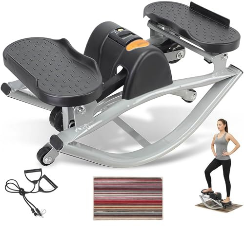 Gvqng Appareil De Fitness à Mouvement De Balancier, EntraîNement des Jambes, des Fessiers Et des Abdominaux, Appareil De Fitness à Mouvement De Balancier, Steppers Compacts,Noir