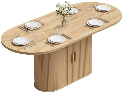 HOMCOM Table à Manger Ovale pour 6 Personnes Moderne 180x80x75cm Chêne