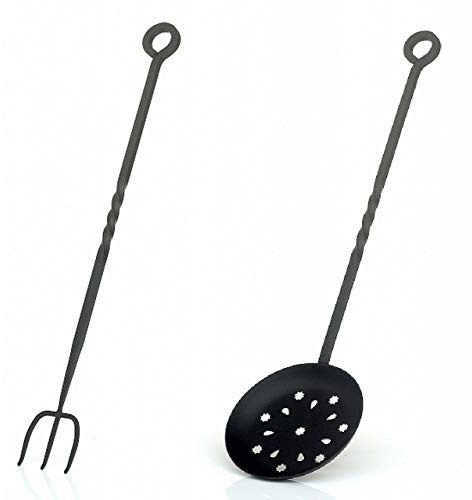 Victor Enamelled Chestnut Roaster and Toasting Fork Set, Steel, Black, 57x15.5x5 cm