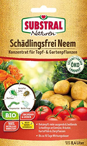 Substral Naturen Bio Schädlingsfrei Neem, 4 x 7,5 ml - gegen saugende und beißende Schädlinge an Gemüse- und Zierpflanzen