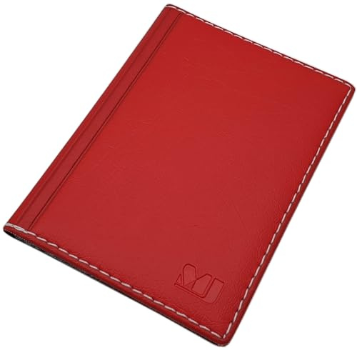 myledershop Elegantes Ausweisetui/Ausweishülle/Kreditkartenetui/Fahrzeugschein mit Kontrastnaht 4 Fächer MJ-Design-Germany Made in EU Designs (Design 1 / Rot)