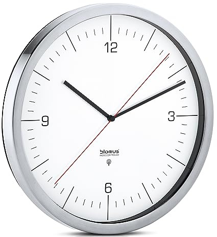 blomus -CRONO- Funkuhr M mit mattiertem Edelstahlrand, zeitloses Weiß, Wanduhr, automatische Zeiteinstellung, hohe Genauigkeit, exklusives Wohnaccessoire (H / B / T: 30,5 x 30,5 x 4 cm, Weiß, 65436)