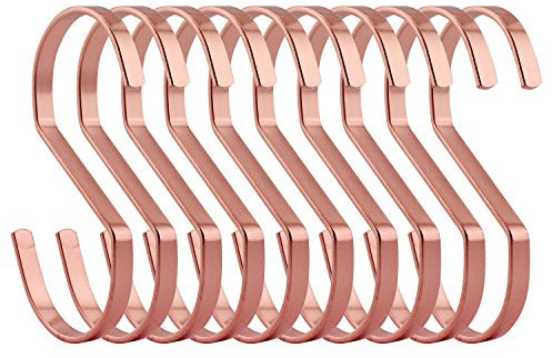 RuiLing 10,2 cm Chrom-Finish Stahl flache Haken – S-förmige Haken für Küchenutensilien, Töpfe, Utensilien, Pflanzen, Handtücher, Gartenwerkzeuge, Kleidung rose gold