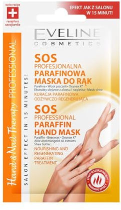 Eveline Cosmetics Hand- & Nageltherapie SOS Professionelle Paraffin-Handmaske - Tiefenwirksame Feuchtigkeits- & Regenerationsbehandlung mit Bienenwachs und Oxynex K